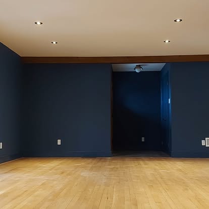 Salon peint en bleu nuit profond — projet résidentiel TNP Peinture